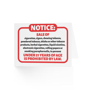 Tobacco Compliance Tent Card – 6.25"x4.6" Counter Display