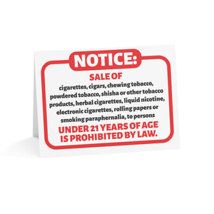Tobacco Compliance Tent Card – 6.25"x4.6" Counter Display