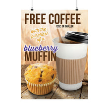 Load image into Gallery viewer, Generic Coffee Brand free w Blueberry Muffin Promo Poster
