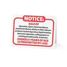 Load image into Gallery viewer, Tobacco Compliance Tent Card – 6.25&quot;x4.6&quot; Counter Display
