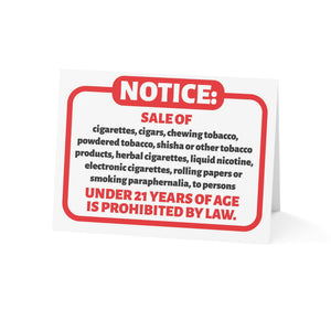 Tobacco Compliance Tent Card – 6.25"x4.6" Counter Display